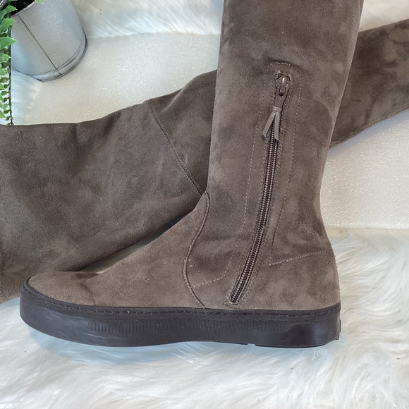 STUART WEITZMAN PLAYTIME BOHO SUEDE THIGH HIGH FLAT BOOTS TAUPE SZ 6 - Picture 12 of 14